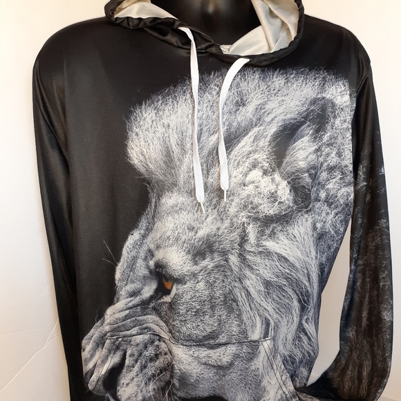 Lion Blue 2XL Men mens Hoodie Hooded Sweatshirt - Picture 2 of 7